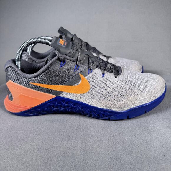 Nike Metcon 3 Shoes Mens Size 8.5 Gray Orange Blue Training CrossFit 852928-003 - Picture 2 of 11